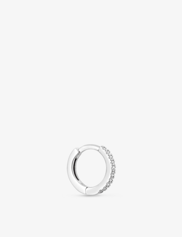 Crystal sterling silver and cubic zirconia hoop earring