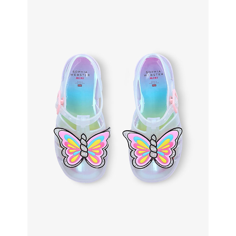 Shop Sophia Webster Girls Mult/other Kids Butterfly Rubber Sandals 3-7 Years In Multi-coloured