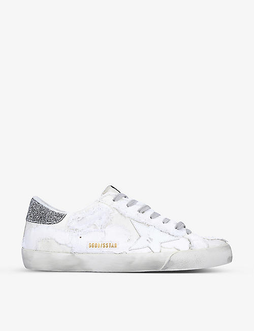 GOLDEN GOOSE: Superstar distressed leather low-top trainers