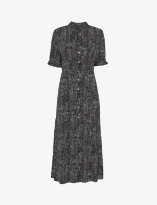 WHISTLES Peri spotprint woven midi dress