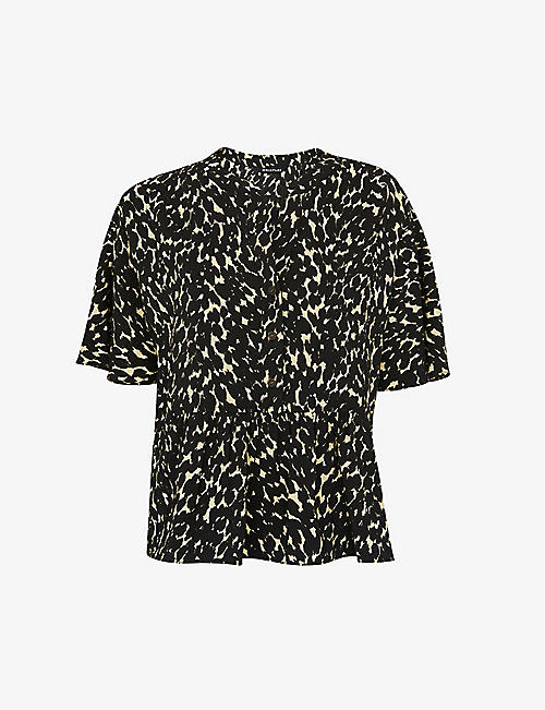 WHISTLES: Hannah graphic-print woven blouse