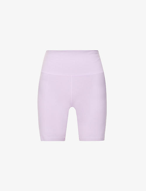LORNA JANE: Weekender logo-patch mid-rise stretch-cotton biker shorts