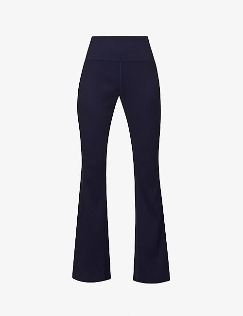 LORNA JANE: Ribbed flared-leg stretch-jersey trousers
