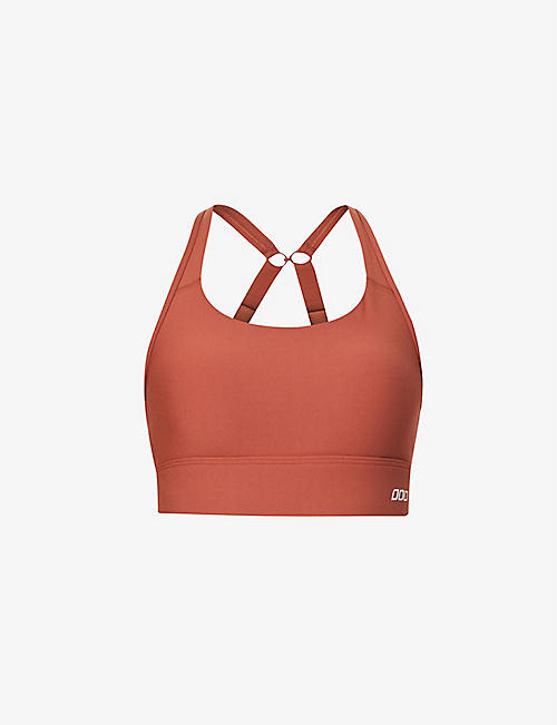 LORNA JANE: Compress & Compact logo-print stretch-woven sports bra