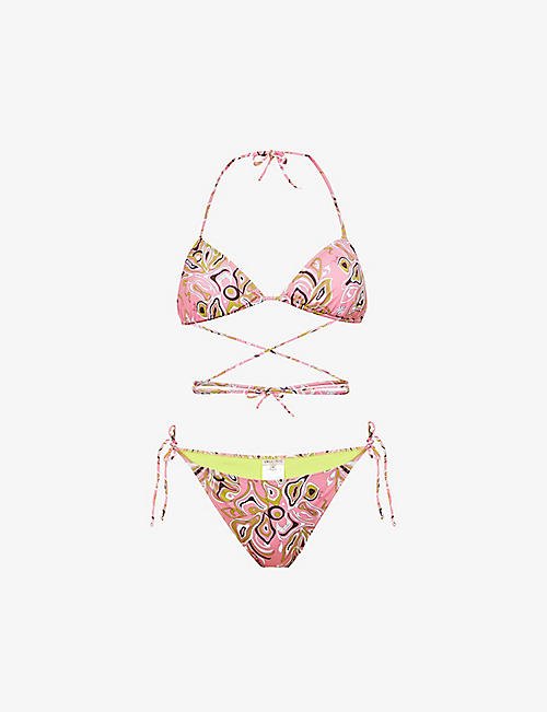 EMILIO PUCCI: Abstract-print triangle bikini