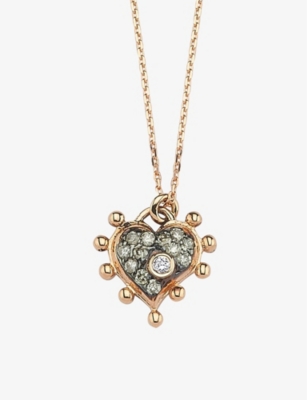 La Maison Couture Womens Cognac Selda Heart 14ct Rose Gold, 0.07ct Brilliant-cut Diamond And 0.02ct Brilliant-cut Whit