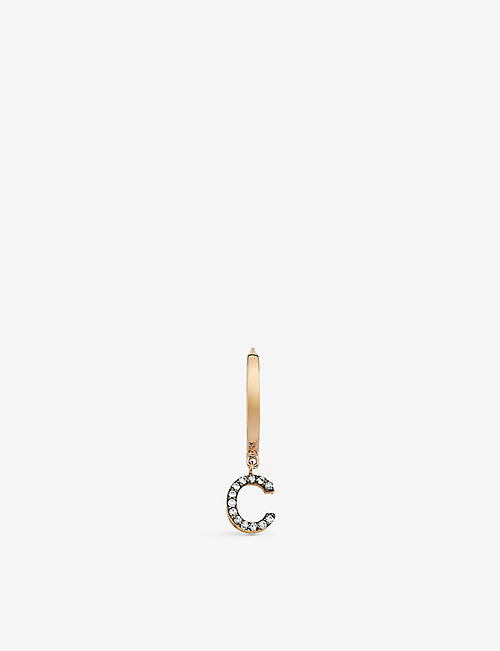 LA MAISON COUTURE: Selda ‘C’ Initial 14ct rose-gold and 0.04ct diamond huggie earring