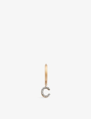 La Maison Couture Selda ‘c' Initial 14ct Rose-gold And 0.04ct Diamond Huggie Earring