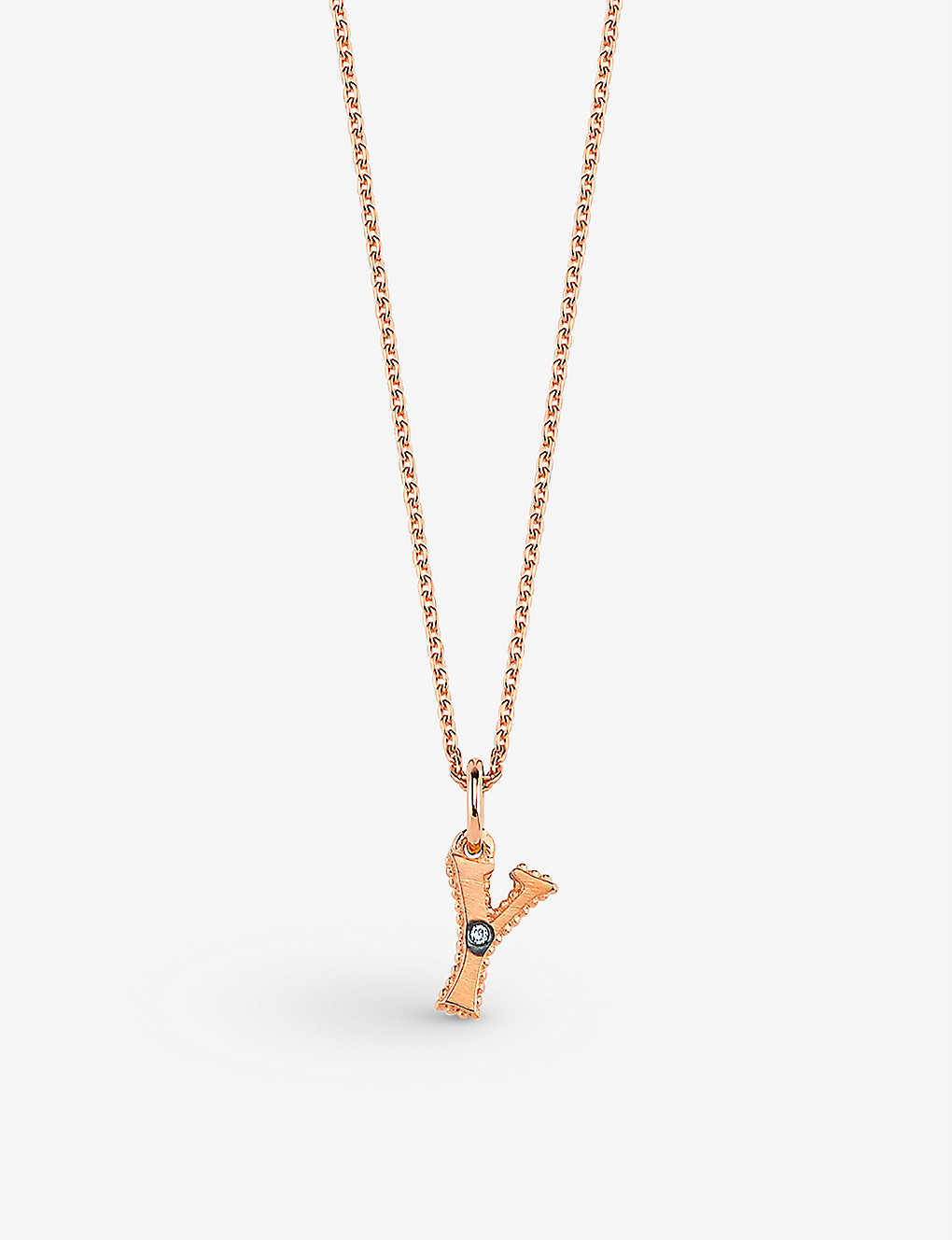 La Maison Couture Selda ‘h' Initial 14ct Rose-gold And 0.01ct Diamond Necklace
