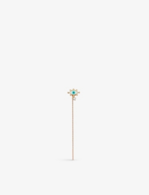 LA MAISON COUTURE: Selda Jewellery Small Evil Eye 14ct rose-gold, 0.02ct diamond and enamel single earring