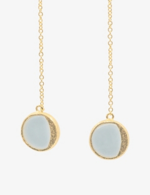 La Maison Couture Niin Luna 18 Carat Yellow Gold-plated 925 Sterling Silver Aquamarine Pendant Earrings In Gold