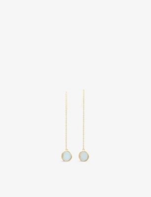 La Maison Couture Niin Luna 18 Carat Yellow Gold-plated 925 Sterling Silver Aquamarine Pendant Earrings