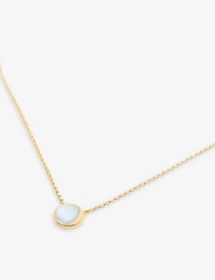 LA MAISON COUTURE: NIIN LUNA Flip 18 carat yellow gold-plated 925 sterling silver aquamarine pendant necklace