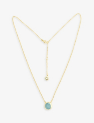 LA MAISON COUTURE: NIIN LUNA Flip 18 carat yellow gold-plated 925 sterling silver aquamarine pendant necklace