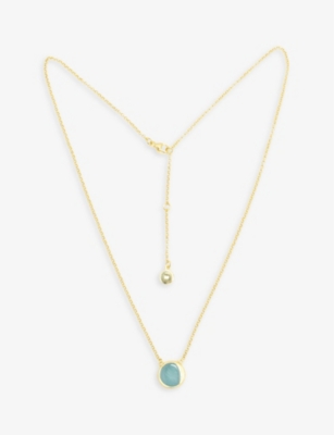 La Maison Couture Niin Luna Flip 18 Carat Yellow Gold-plated 925 Sterling Silver Aquamarine Pendant Necklace