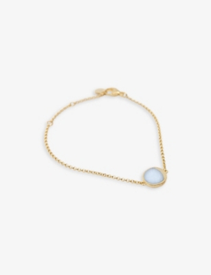 La Maison Couture Niin Luna Flip 18 Carat Yellow Gold-plated 925 Sterling Silver Aquamarine Pendant Bracelet