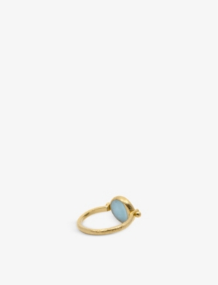 La Maison Couture Niin Luna Flip 18ct Yellow Gold-plated Sterling-silver And Aquamarine Ring In Gold