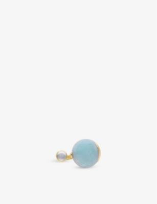 Shop La Maison Couture Womens Gold Niin Luna 18ct Yellow Gold-plated 925 Silver, Aquamarine And Mother Of