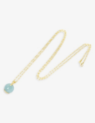 LA MAISON COUTURE: Niin Luna 18ct yellow gold-plated sterling-silver and aquamarine pendant necklace