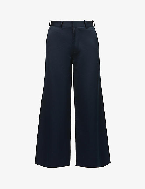 THE ACADEMY NEW YORK: Dancer wide-leg mid-rise cotton and linen-blend trousers