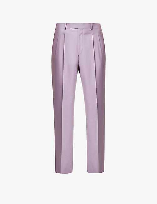 THE ACADEMY NEW YORK: Double-pleated mid-rise wool trousers
