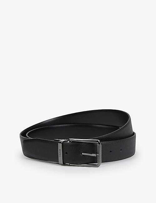 BOSS: Business brand-engraved leather belt