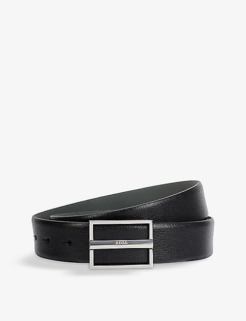 BOSS: Branded-buckle leather belt
