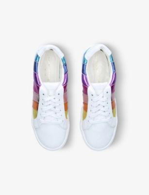 Shop Kurt Geiger Mult/other Mini Lane Stripe Leather Trainers 7-9 Eur 34 / 2 Uk In Multi-coloured