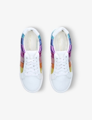 Shop Kurt Geiger London Girls Mult/other Kids Mini Lane Stripe Leather Trainers 7-9 In Multi-coloured