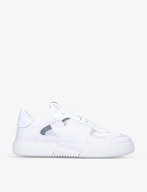 VALENTINO GARAVANI: VL7N logo-embellished grained-leather and mesh low-top trainers
