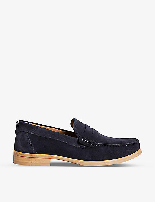 TED BAKER: Alfey top-stitched suede moccasins