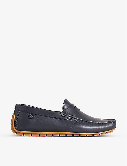 TED BAKER: Alberrt top-stitched leather driving loafers