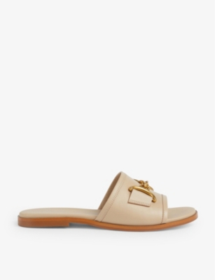 Lk Bennett Piper Horsebit-embellished Leather Sliders In Bro-taupe ...