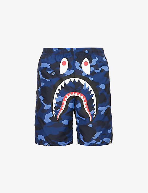 BAPE: Camo-print drawstring-waist swim shorts