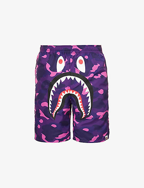 BAPE: Camo-print drawstring-waist swim shorts