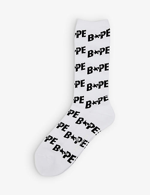 BAPE: STA text-pattern nitted socks