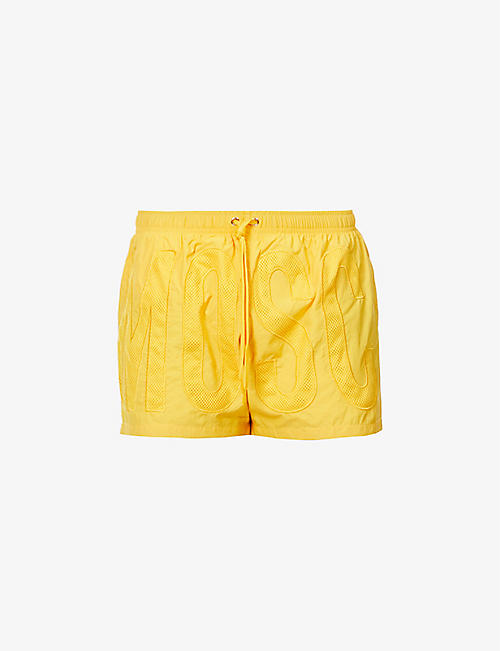 MOSCHINO: Slim-fit mesh-appliqué swim shorts