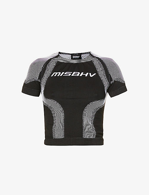 MISBHV: Sport Active logo-print recycled-polyamide top