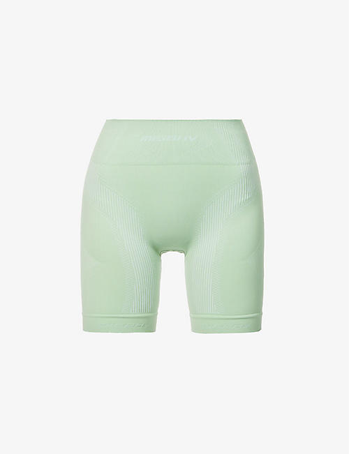 MISBHV: Sport Active engineered-logo mid-rise recycled-woven-blend shorts