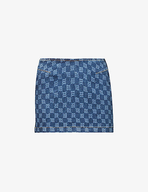 MISBHV: Monogrammed fitted recycled cotton and polyester-blend mini skirt