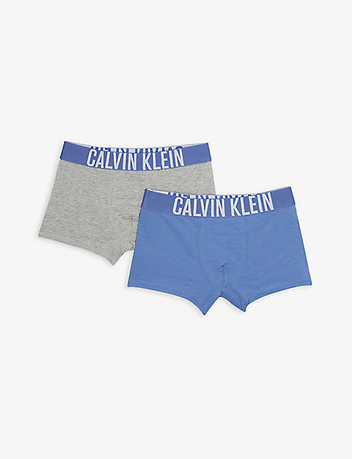 CALVIN KLEIN: Set of two branded stretch woven-blend boxers 8-16 years