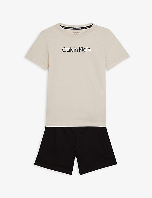 CALVIN KLEIN: Logo-print cotton pyjama set 8-16 years