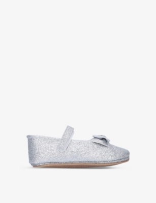 PAPOUELLI: Baby Bowie bow-embellished woven shoes 6 months - 1 year