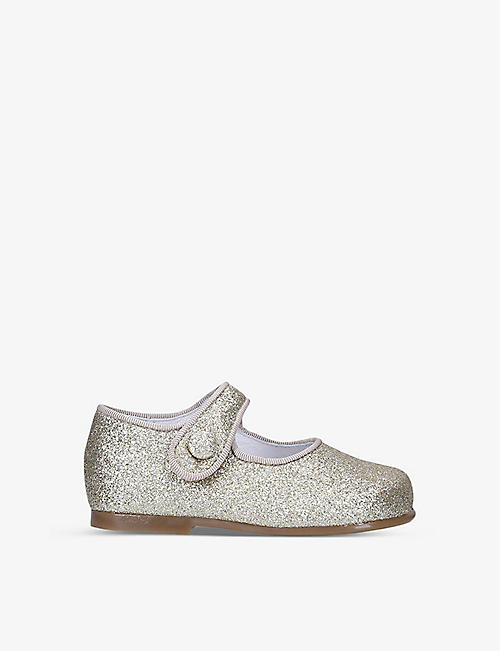 PAPOUELLI: Catalina glitter-embellished woven shoes 6 months - 4 years