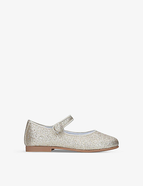 PAPOUELLI: Glittery leather shoes 4-7 years