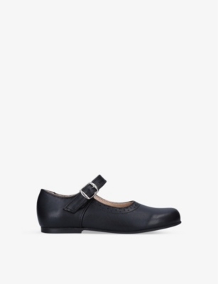 PAPOUELLI: Millie round-toe leather shoes 6-8 years