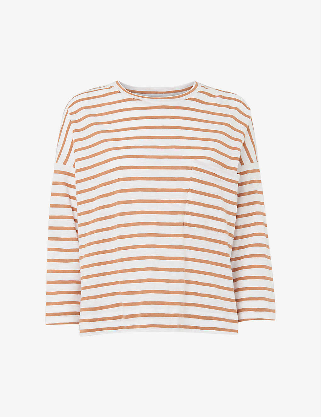 Shop Whistles Striped Cotton-jersey Top In Multi-coloured