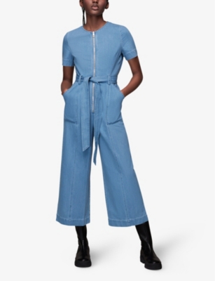Shop Whistles Women's Blue Short-sleeve Denim Jumpsuit