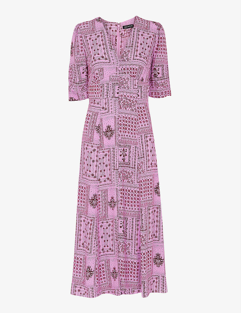 Whistles Womens Multi-coloured Neave Bandana-print Crepe Midi Dress 12