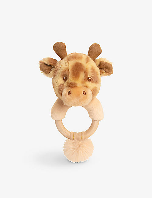 KEEL: Keel Eco Huggy Giraffe recycled-polyester and wood rattle 14cm